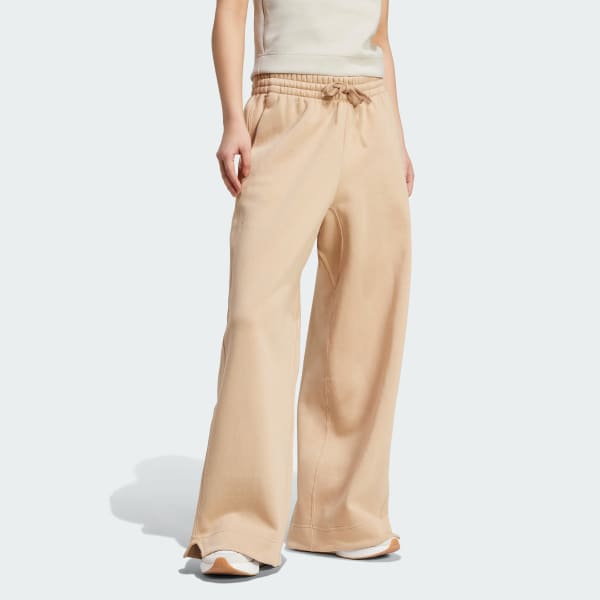 adidas ALL SZN Fleece Loose Wide-Leg Pants - Brown | Free