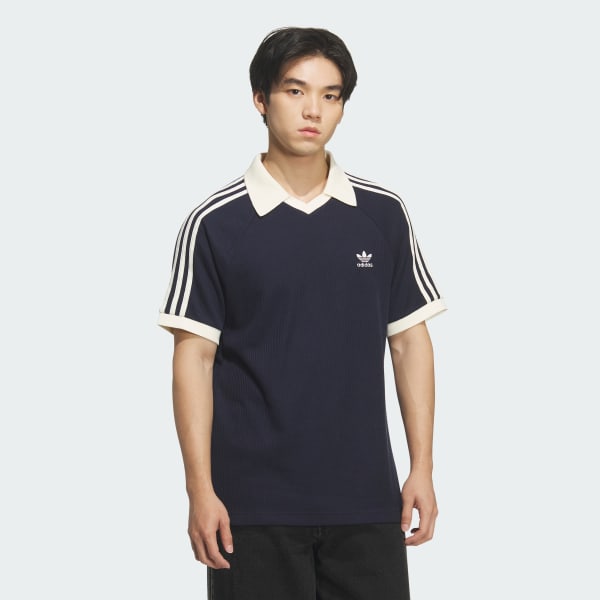 Blue Waffle Short Sleeve Polo Shirt