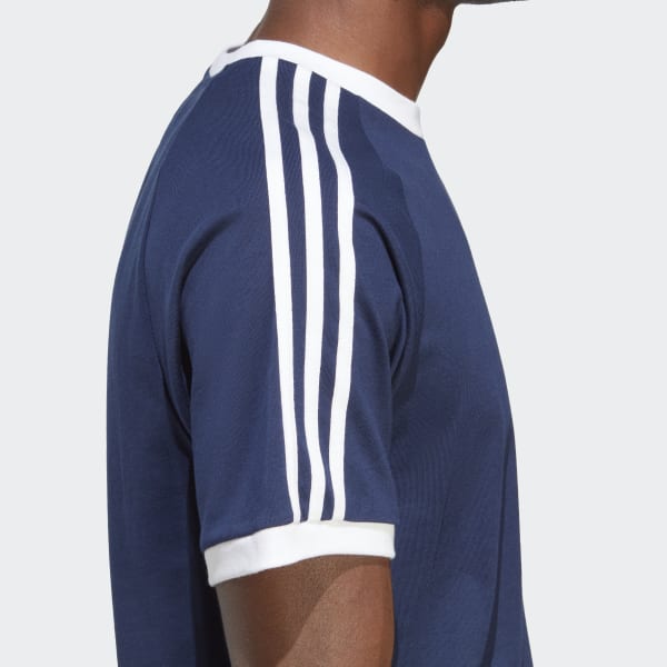 Adidas trefoil 3 stripes t shirt in navy store