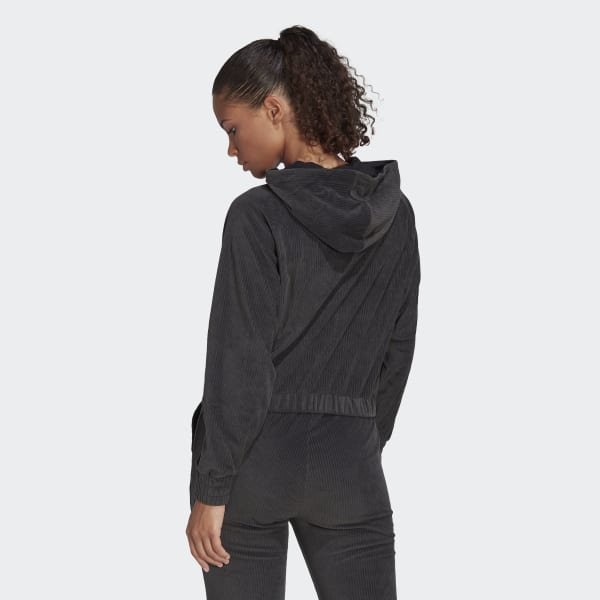Czerń Hyperglam Velour Hoodie DKE09
