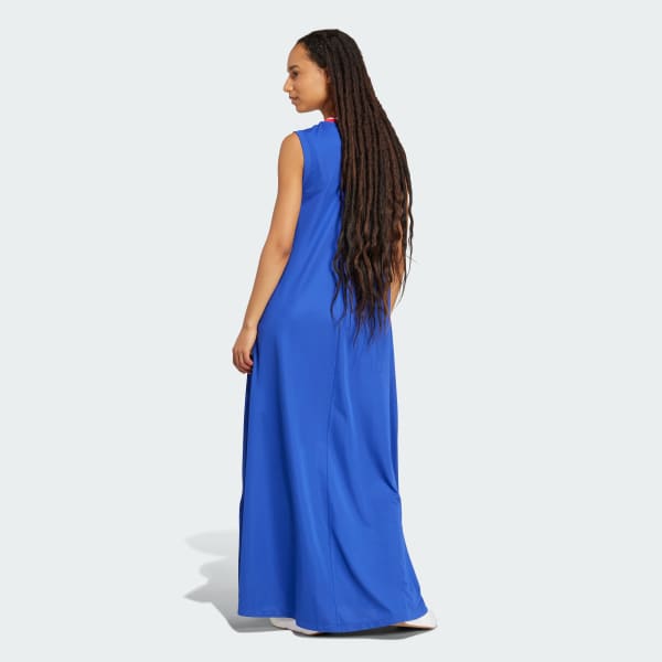 adidas Tiro Cut 3-Stripes Soft Mesh Long Dress - Blue | Free