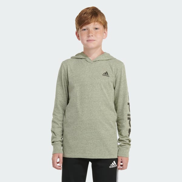 adidas Long Sleeve Snow Heather Hooded Tee - Green | Kids' Training ...