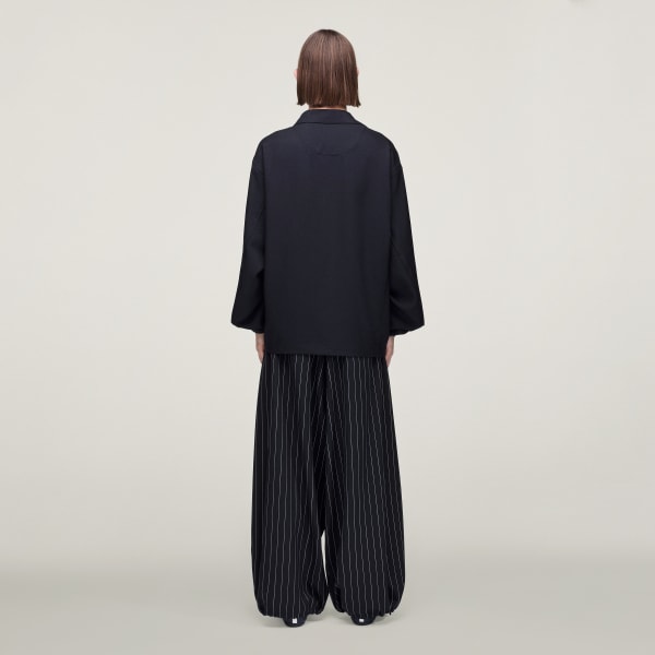 ブラック Y-3 REFINED WOOL CROPPED WIDE LEG PANTS