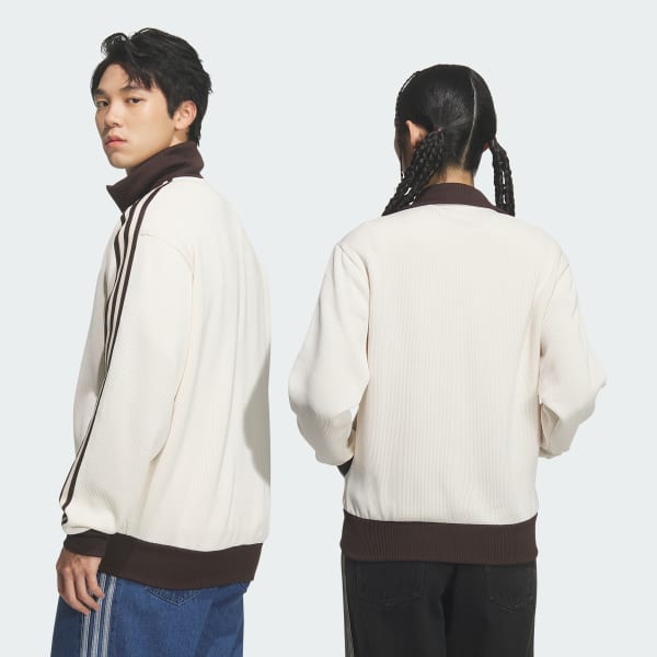 White FB KNIT 트랙 탑