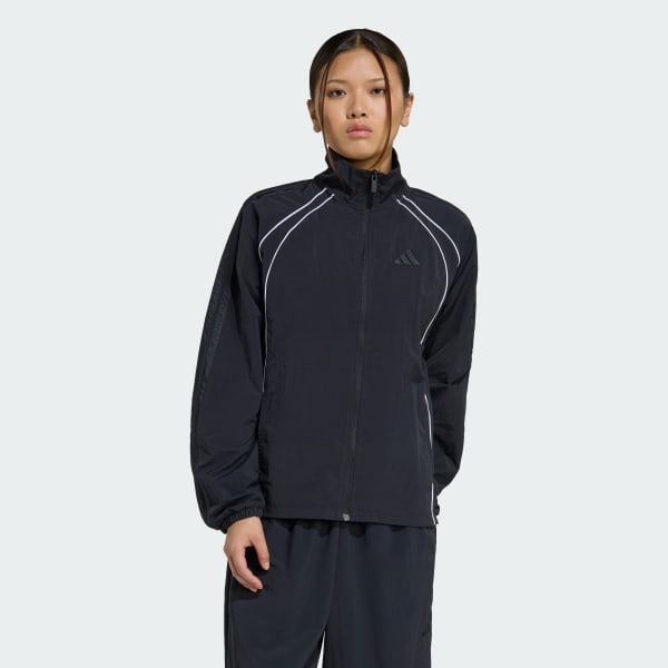 Black 3-스트라이프 아이코닉 우븐 트랙 탑