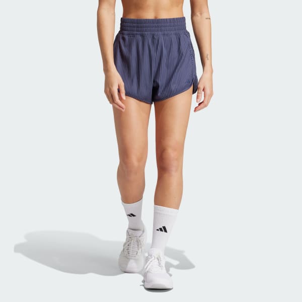 Blu Short Pacer All Gym Seasonal Rib High-Rise Tonal 3-Stripes