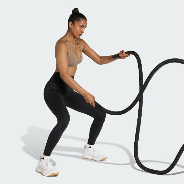 Marrom Top Esportivo de suporte leve com alças finas Optime Workout