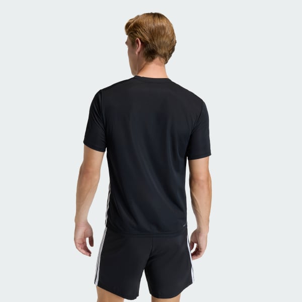 Svart WORKOUT ESSENTIALS BASE 3-STRIPES T-SHIRT