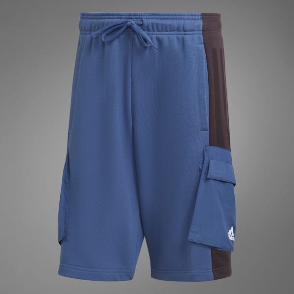 Blue Colorblock French Terry Shorts