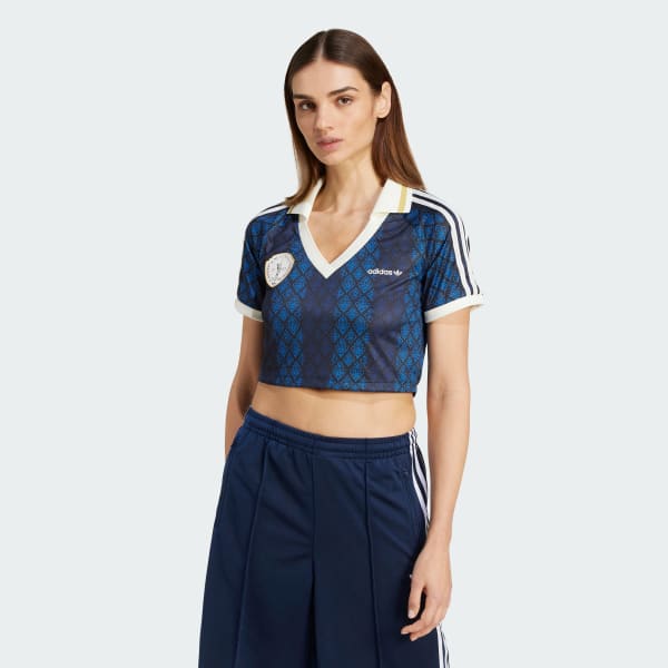 Black adidas Originals Retro Sports Cricket-inspired Cropped Jersey