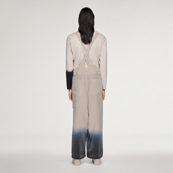 Beige Y-3 CRINKLE VISCOSE SUSPENDER PANTS