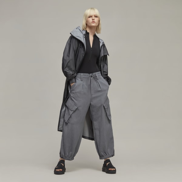 Grey Y-3 Crinkle Twill Cargo Pants