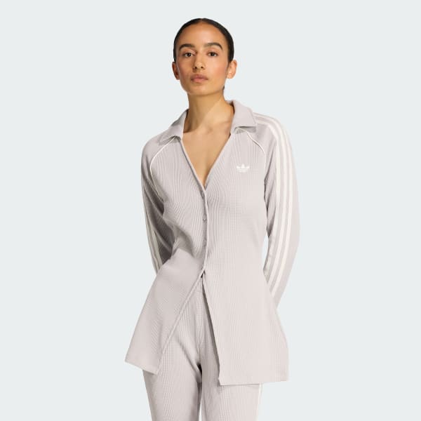 Cinza BLUSA adidas ORIGINALS BUTTON DOWN WAFFLE