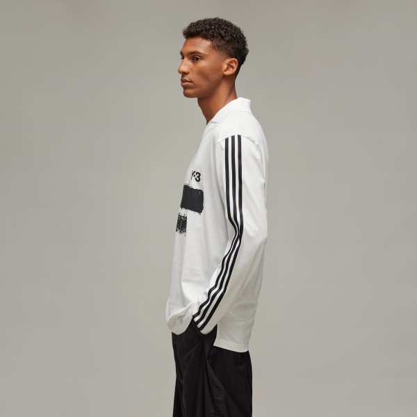 White Y-3 Graphic Logo Long Sleeve Tee