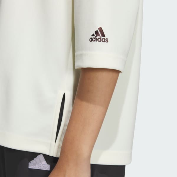 adidas 七分袖テニスシャツ 黒/白/黄Mサイズ