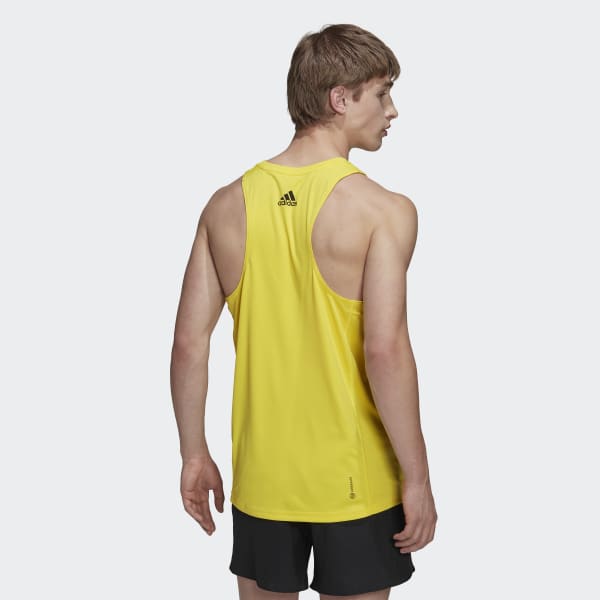 Yellow Own The Run End Plastic Waste AEROREADY Graphic Tank Top LOQ96