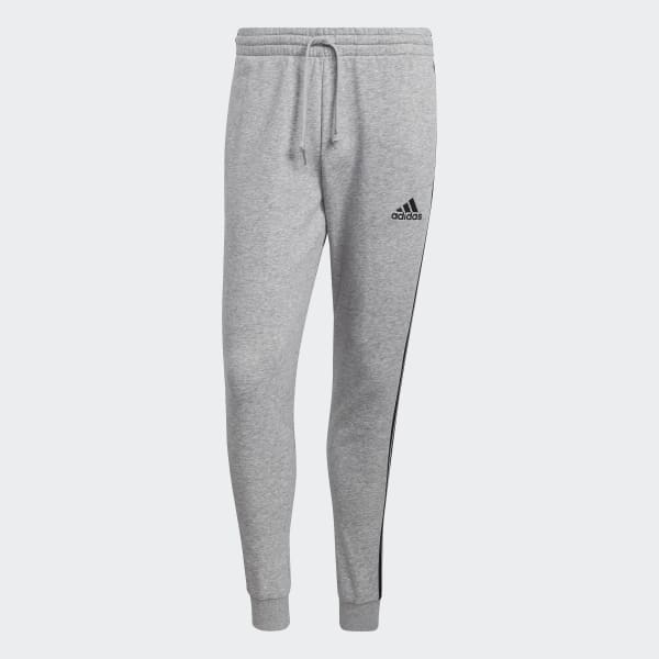 Grey Essentials Fleece Fitted 3-Stripes Pants