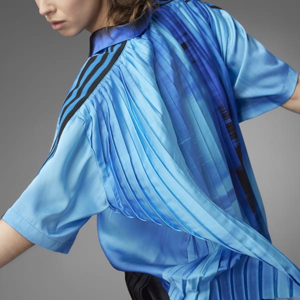 Wielokolorowy Blue Version Pleated Polo Shirt FQY18