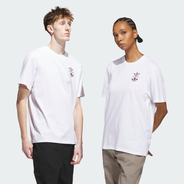 Blanco Camiseta triple trifolio Skateboarding