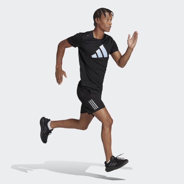 adidas Run Icons 3 Bar Logo Running Tee - Black | adidas Canada