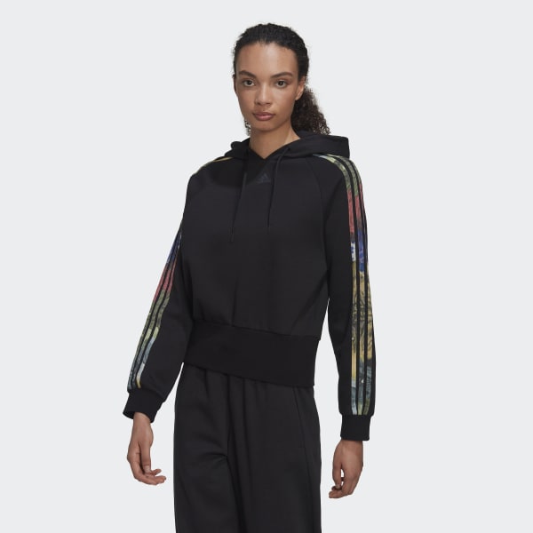Negro Polera con Capucha Estampada