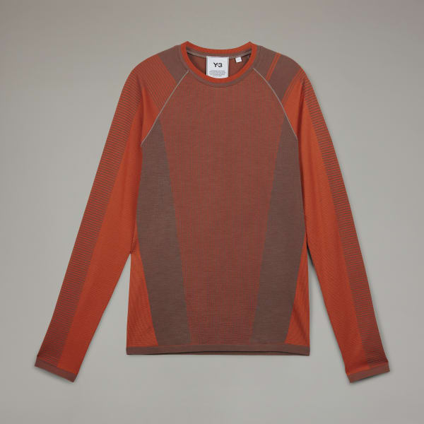 Brown Y-3 Classic Knit Base Layer Long Sleeve Tee CC075