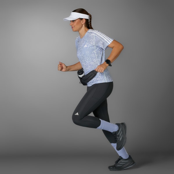 Gri Own the Run CLIMACOOL 3-Stripes Tişört