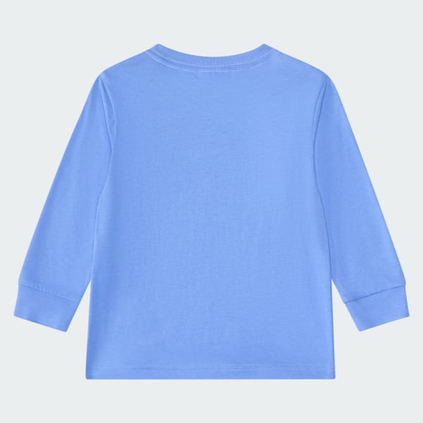 Blue 2-Piece Long Sleeve Graphic Cotton Tee & Elastic Waistband Cargo Jogger Set
