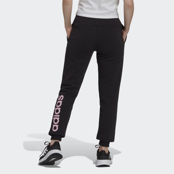 adidas womens Essentials Fleece Logo Track Pants, Black/White, X