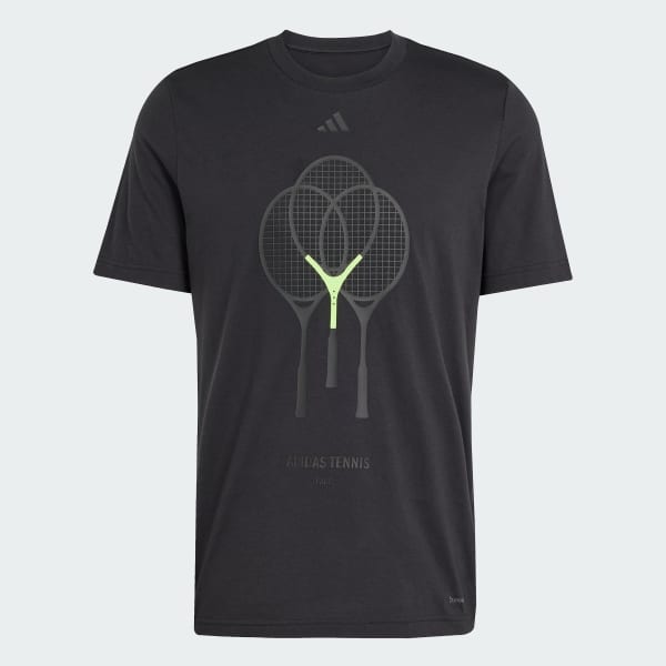 Μαύρο Tennis 3 Rackets Graphic Tee