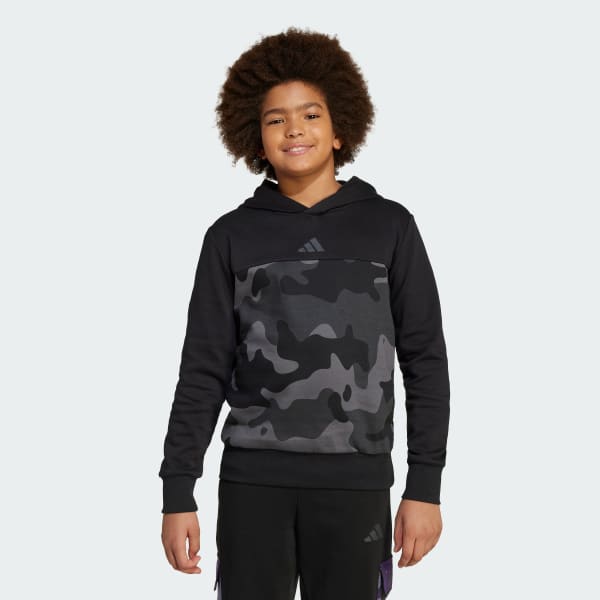 Sort Seasonal Essentials Camo Fleece hættetrøje til børn