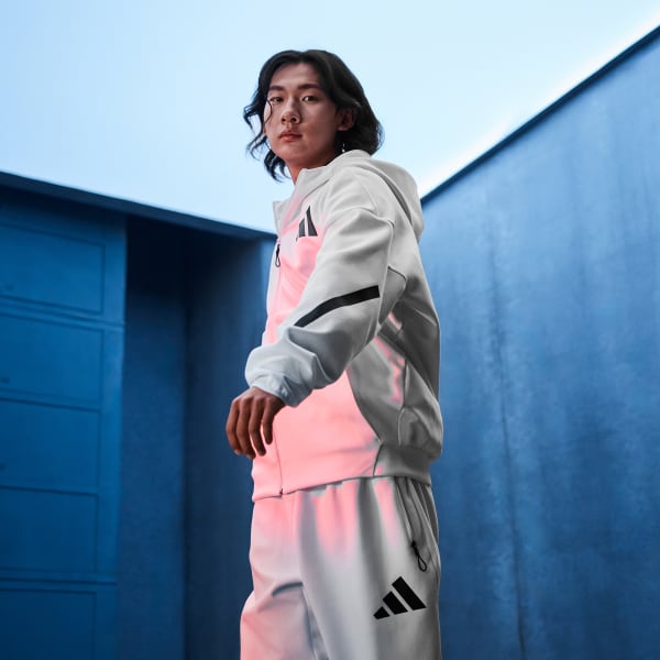 adidas Z.N.E. Full-Zip Hooded Track Jacket - White | Free