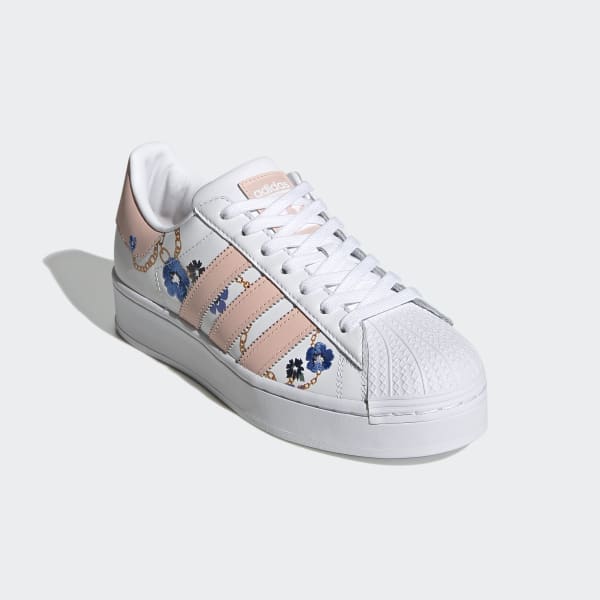 adidas originals floral print superstar with white shell sneakers