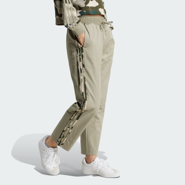 Green Essentials Camo-Print 3-Stripes Twill Trousers