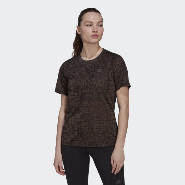 Μαύρο Run Icons Crocodile Print Running Tee