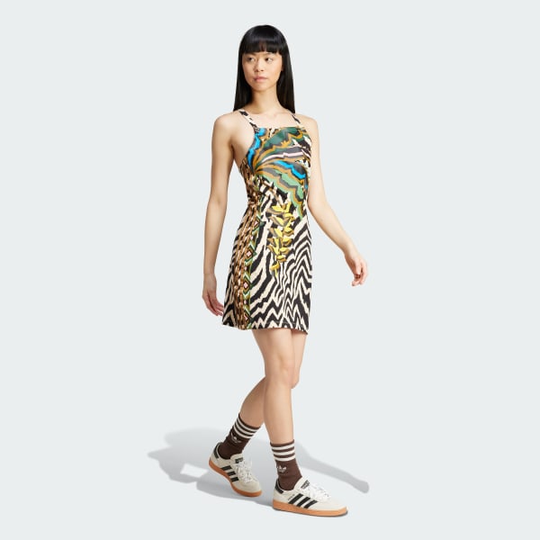 Pink adidas X FARM Rio 3-Stripes Mini Dress