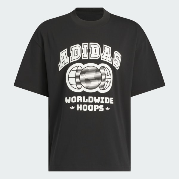 Negro Remera Worldwide Hoops con inspiración universitaria