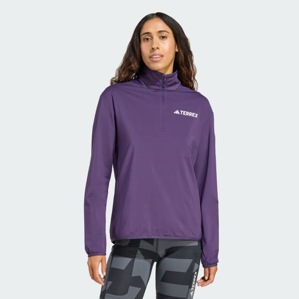 TEA@　0527 adidas Terrex Multi CLIMAWARM Half-Zip Tech Fleece Jacket - Purple