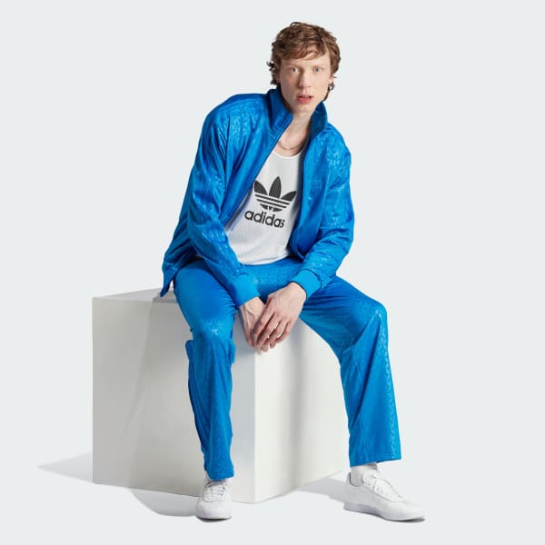 Azul Casaca Deportiva Firebird Monograma Estampada