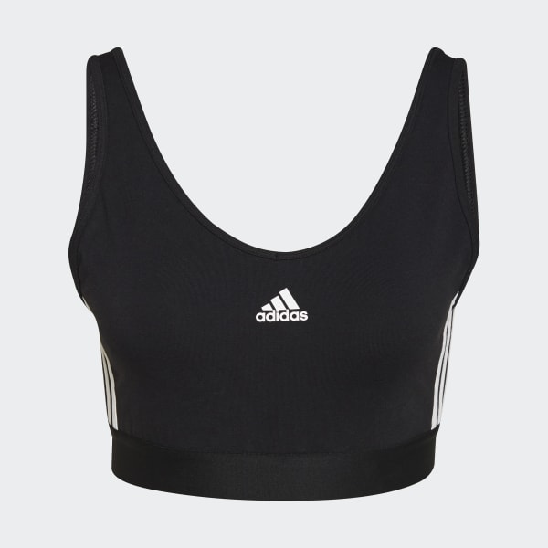 Czerń Essentials 3-Stripes Crop Top With Removable Pads IXV11