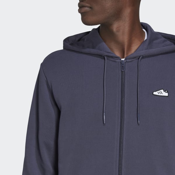 Niebieski Embroidered Zip Hoodie DRI68