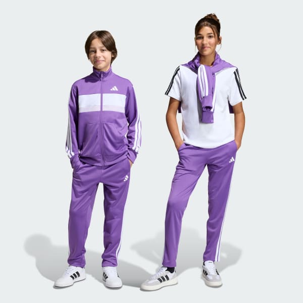 Purple Seasonal Essentials Tiberio 3-Stripes Tricot Track Suit Kids