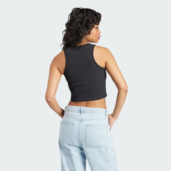 Negro Playera sin Mangas Essentials Rib
