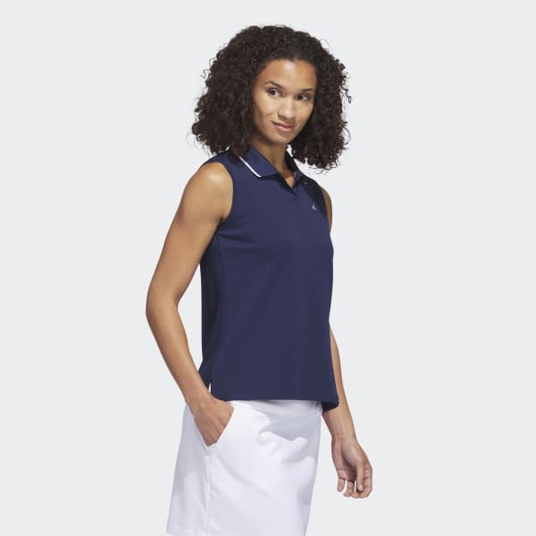 adidas Go-To Piqué Sleeveless Golf Polo Shirt - Blue | Golf | adidas US