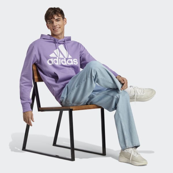 adidas originals trefoil essentials logo hoodie in purple