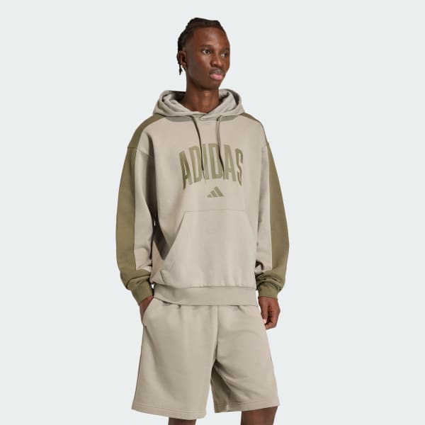 สีเขียว เสื้อฮู้ดผ้าฟลีซ COLLEGIATE