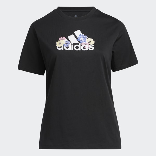 Black Floral Graphic T-Shirt (Plus Size) UW895