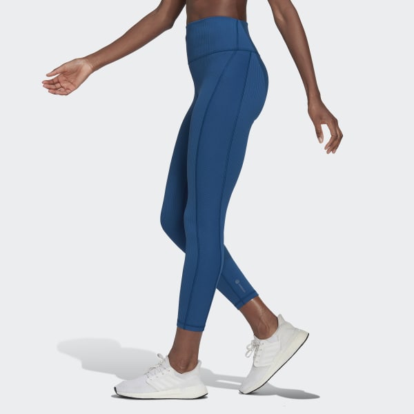 adidas Yoga Studio Luxe Wind Super-High-Waisted Rib Leggings - Blue