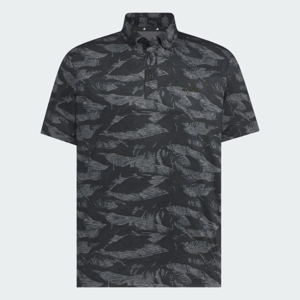 สีดำ เสื้อโปโลแขนสั้นลายกราฟิก Aop