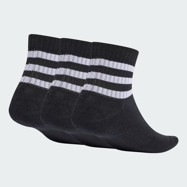 Schwarz 3-Streifen Cushioned Sportswear Low-Cut Socken, 3 Paar